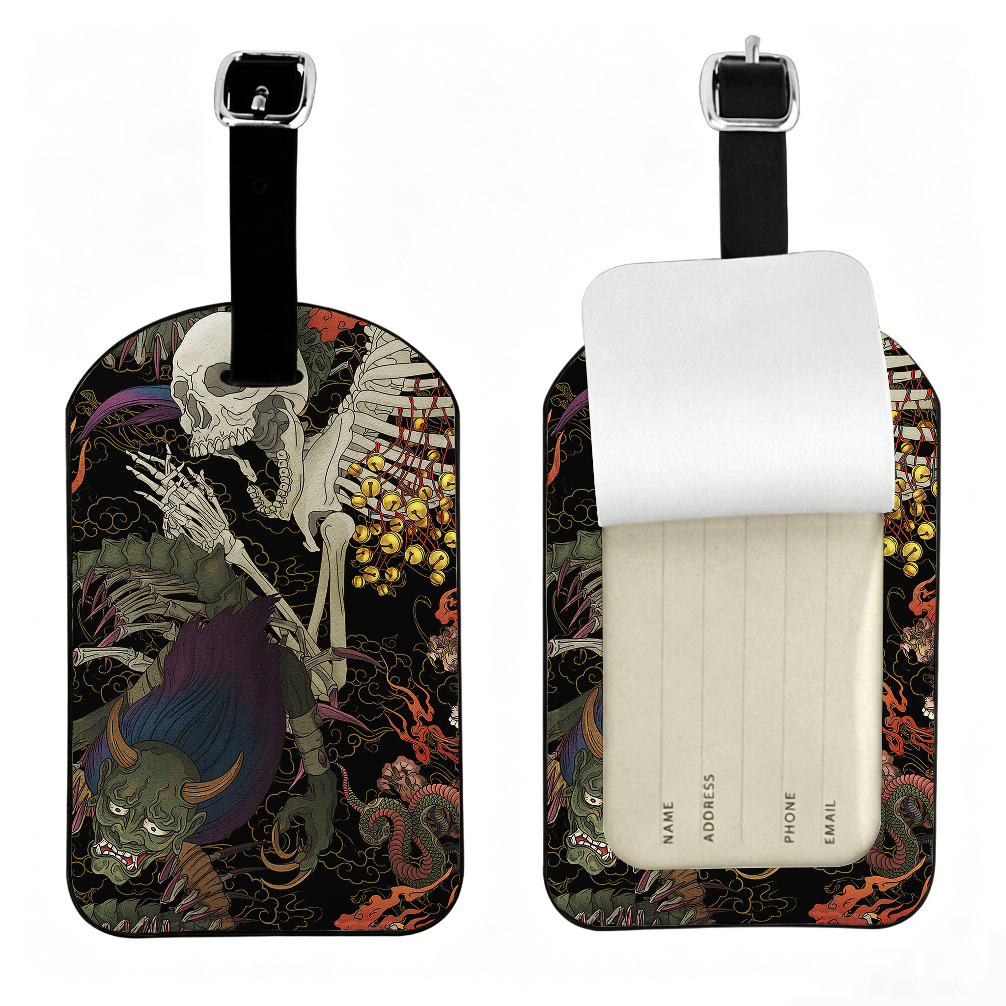 Tokyo-Tiger Japanese Yokai And Skeletons Luggage Tag