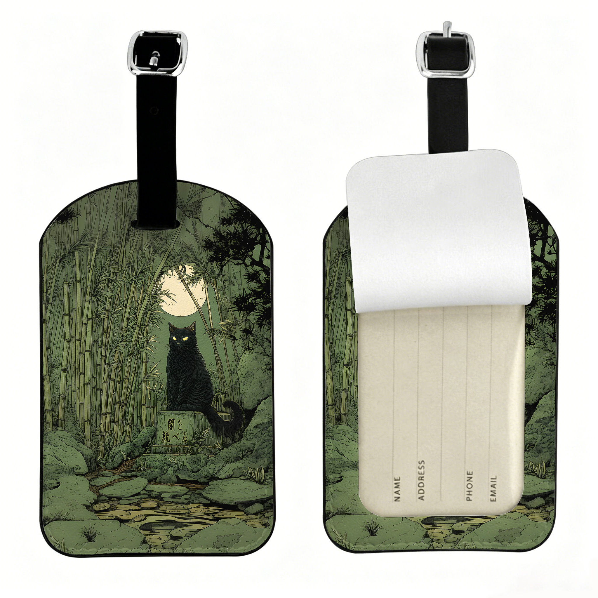 Tokyo-Tiger Cat Under The Moon Luggage Tag