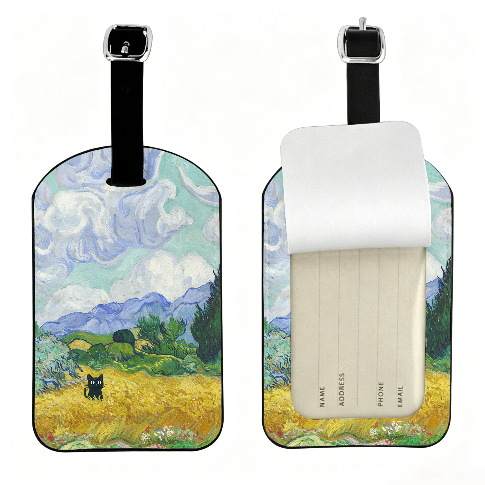 Tokyo-Tiger Black Cat In The Wheat Field Luggage Tag