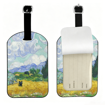 Tokyo-Tiger Black Cat In The Wheat Field Luggage Tag