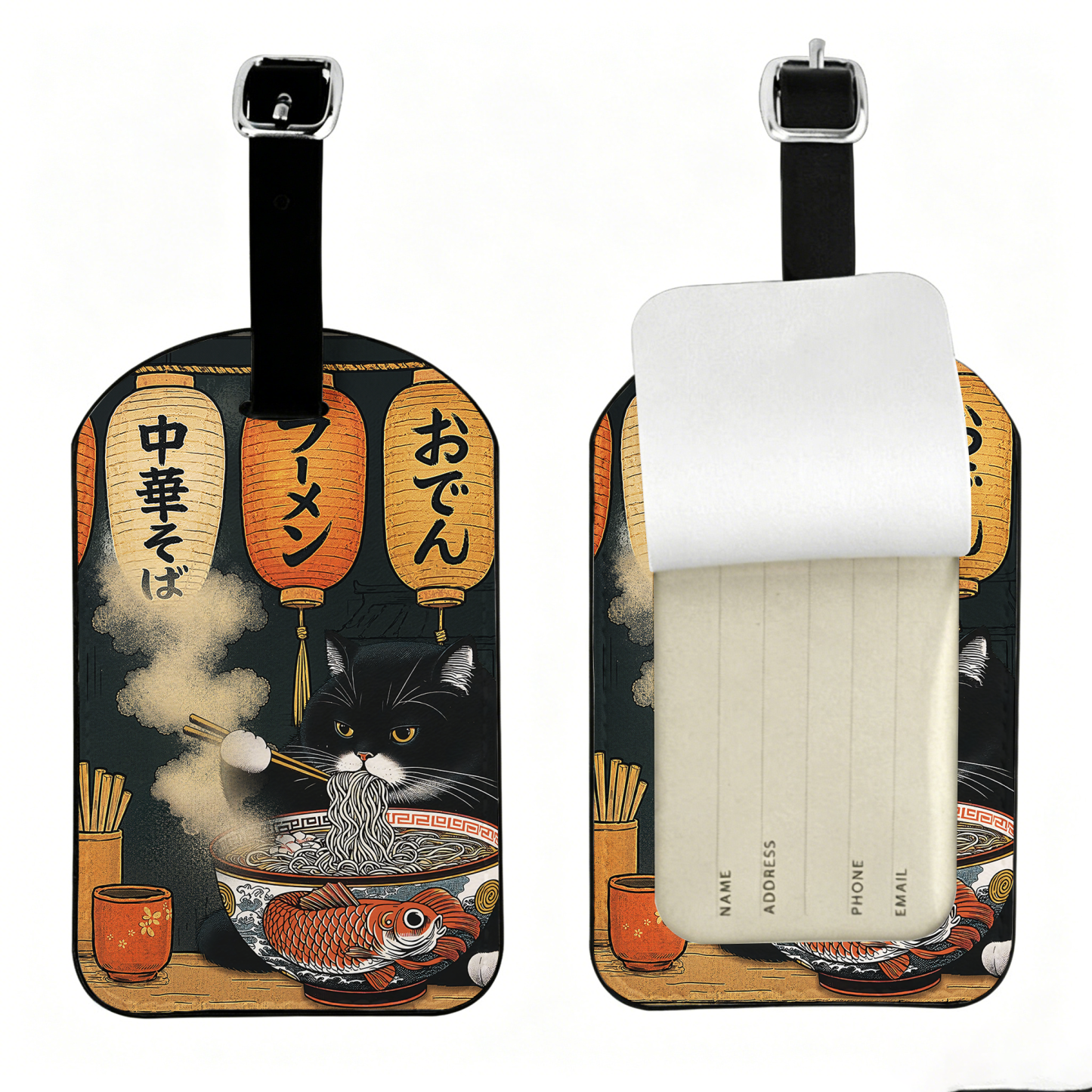 Tokyo-Tiger Fat Cat Eating Ramen Luggage Tag