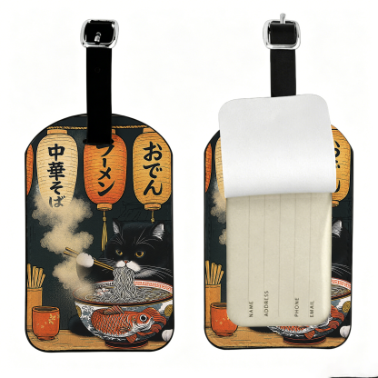 Tokyo-Tiger Fat Cat Eating Ramen Luggage Tag