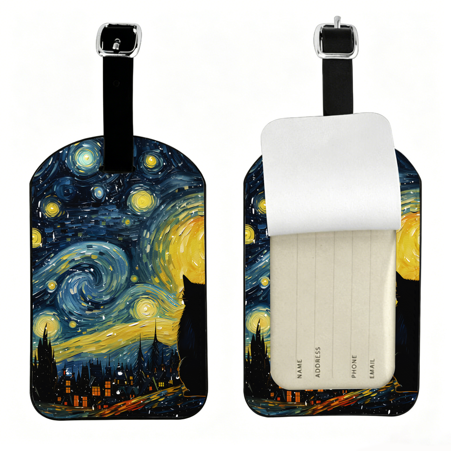 Tokyo-Tiger Black Cat Under The Stars Luggage Tag