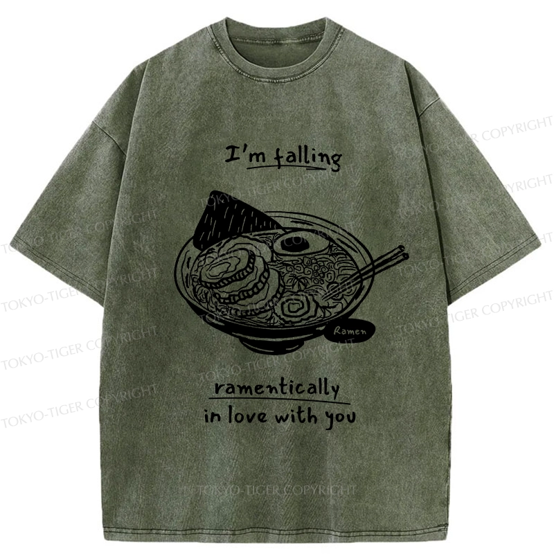 Tokyo-Tiger I'm Falling In Love With Ramen Washed T-Shirt