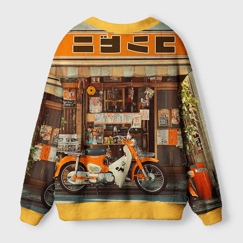 Tokyo-Tiger Retro Moto Convenience Ugly Cardigan Sweater