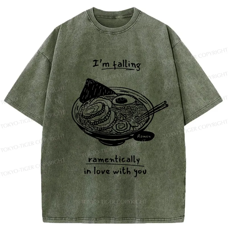 Tokyo-Tiger I'm Falling In Love With Ramen Washed T-Shirt