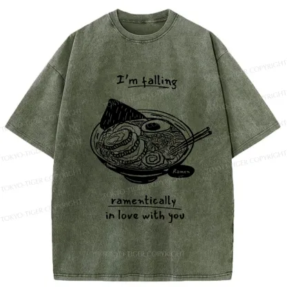 Tokyo-Tiger I'm Falling In Love With Ramen Washed T-Shirt
