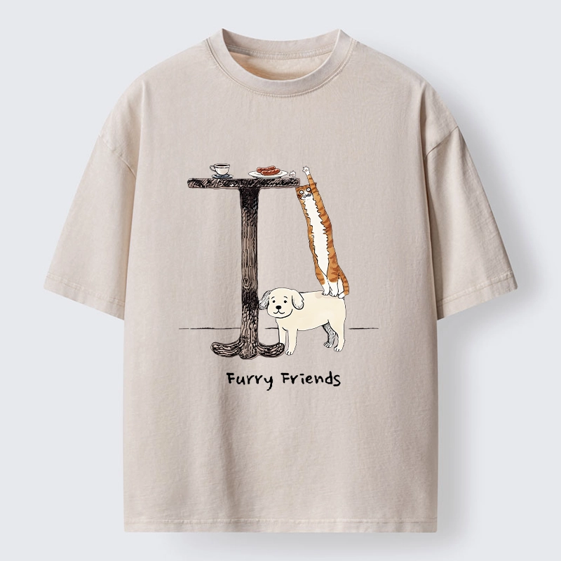 Tokyo-Tiger Dog Cat Snack Mission Art Washed T-Shirt
