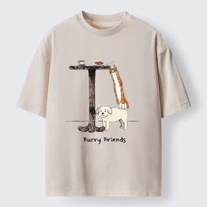 Tokyo-Tiger Dog Cat Snack Mission Art Washed T-Shirt