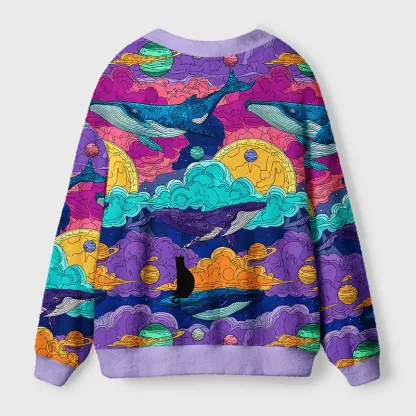 Tokyo-Tiger Meow in the Milky Way Ugly Cardigan Sweater