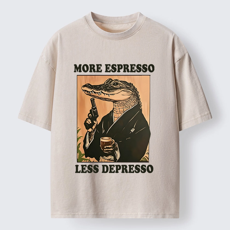 Tokyo-Tiger Coffee Mood Crocodile Washed T-Shirt
