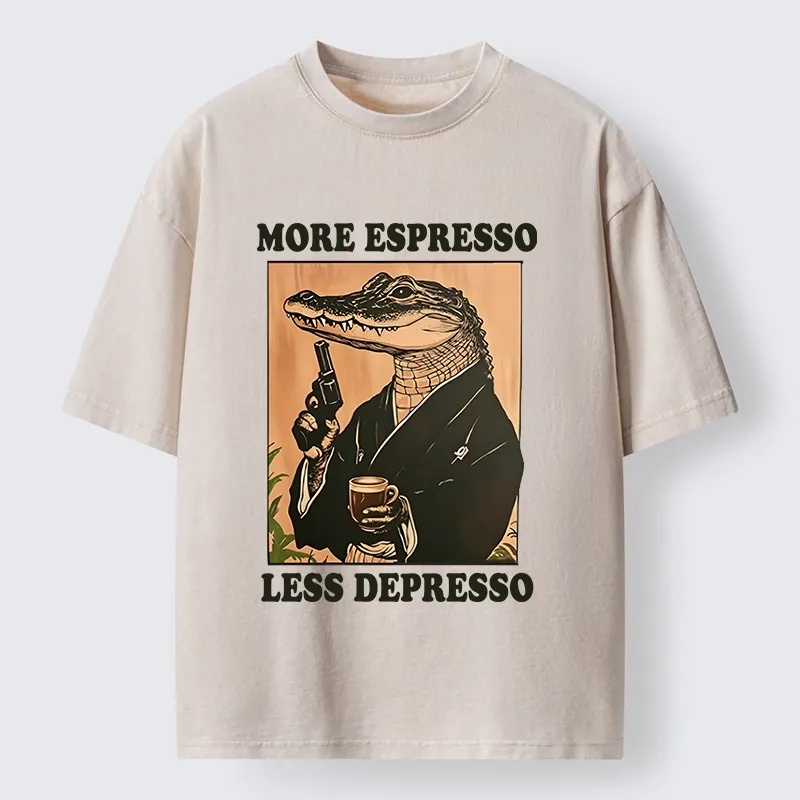 Tokyo-Tiger Coffee Mood Crocodile Washed T-Shirt