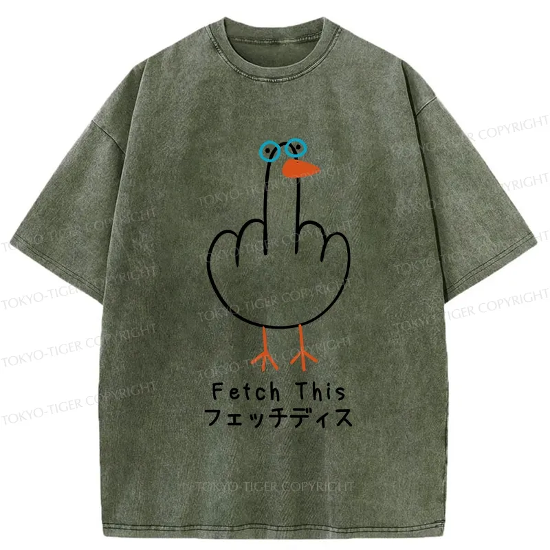 Tokyo-Tiger Funny Middle Finger Goose Washed T-Shirt