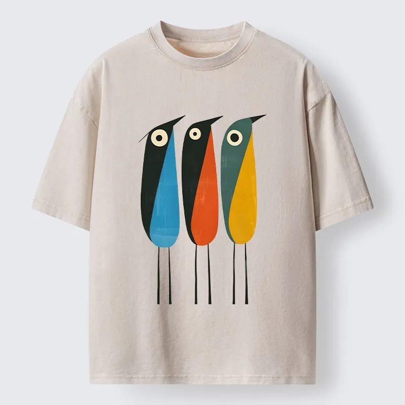 Tokyo‑Tiger Bold Shape Birds Washed T‑Shirt