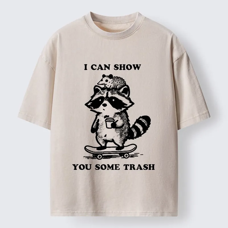 Tokyo‑Tiger Funny Trash Crew Washed T‑Shirt