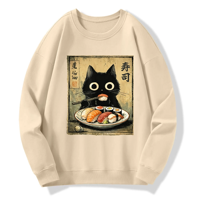 Tokyo-Tiger Vintage Japanese Sushi Cat Classic Sweatshirt