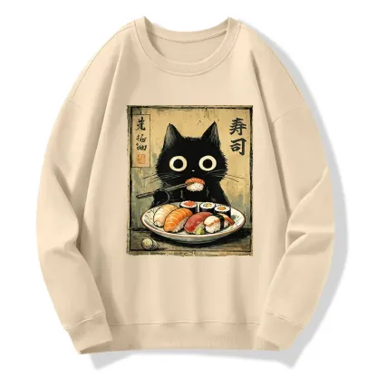 Tokyo-Tiger Vintage Japanese Sushi Cat Classic Sweatshirt