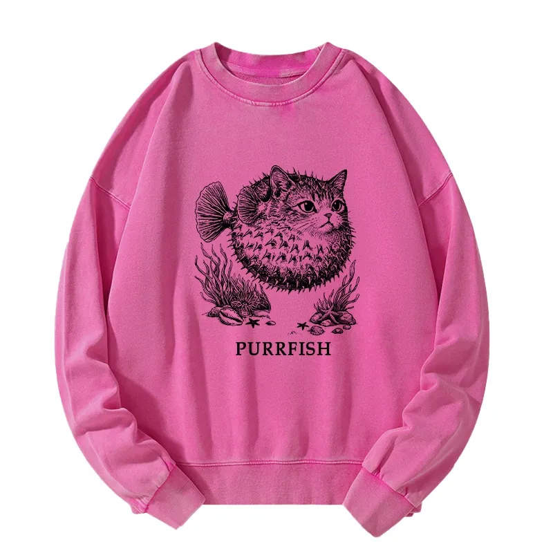 Tokyo-Tiger Spiky Puffer With Cute Cat Head Washed Sweatshirt