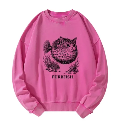 Tokyo-Tiger Spiky Puffer With Cute Cat Head Washed Sweatshirt