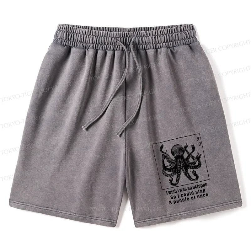 Tokyo-Tiger I Wish I Was An Octopus Japan Washed Shorts