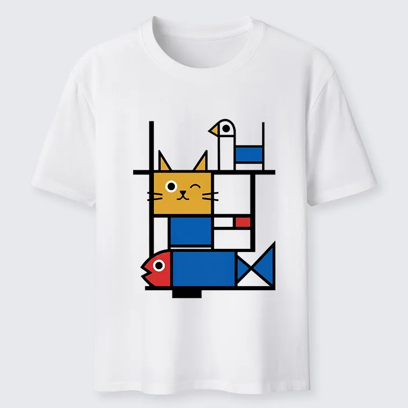 Tokyo-Tiger Retro Geometric Kitty Classic T-Shirt