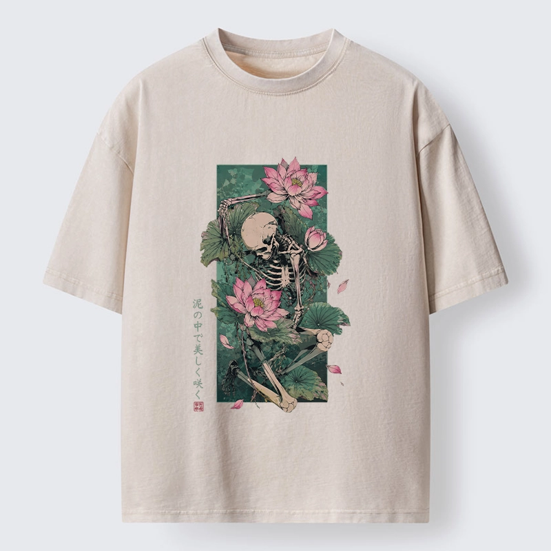 Tokyo-Tiger Death And Lotus Washed T-Shirt