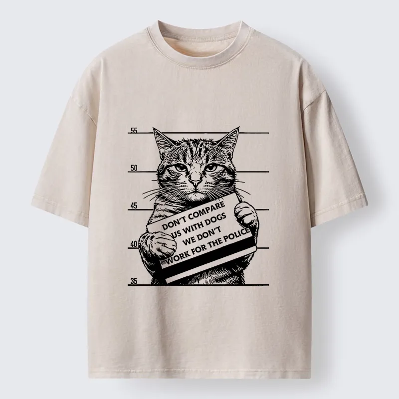 Tokyo-Tiger Funny Cat Vs Dog Joke Washed T-Shirt