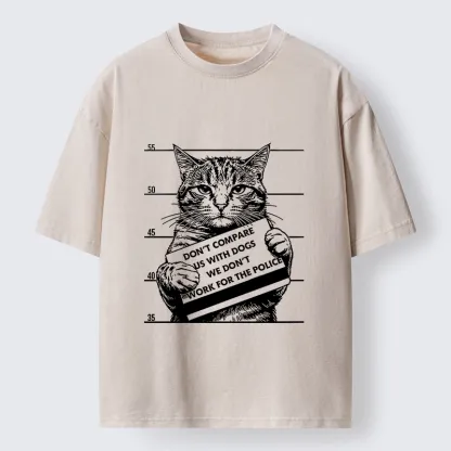 Tokyo-Tiger Funny Cat Vs Dog Joke Washed T-Shirt
