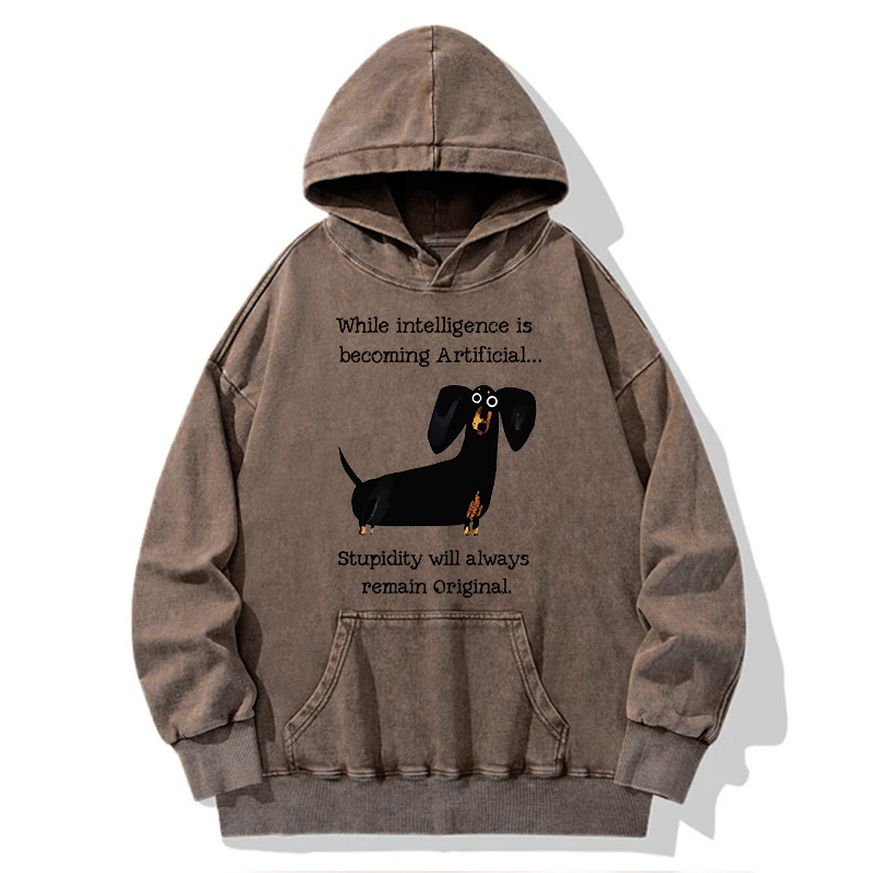 Tokyo-Tiger Dachshund Real Humor Funny Meme Washed Hoodie