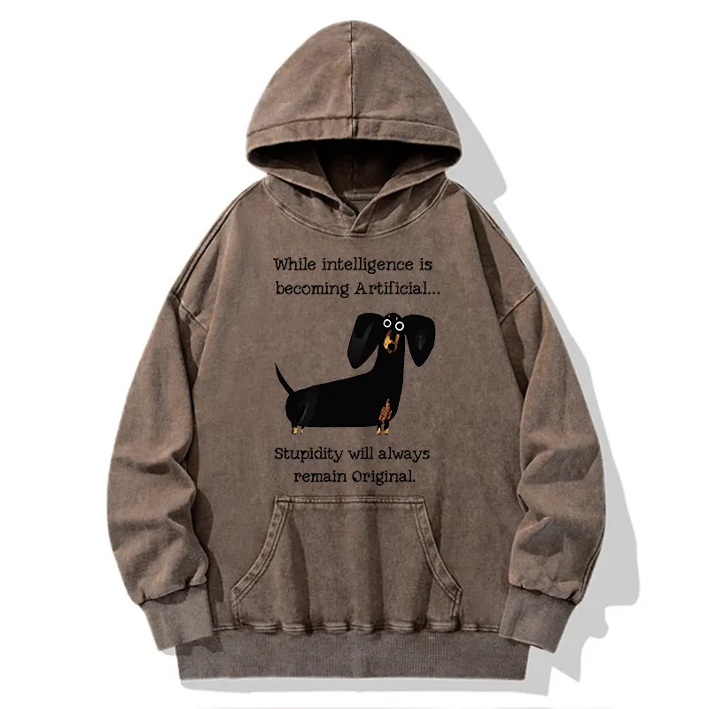 Tokyo-Tiger Dachshund Real Humor Funny Meme Washed Hoodie