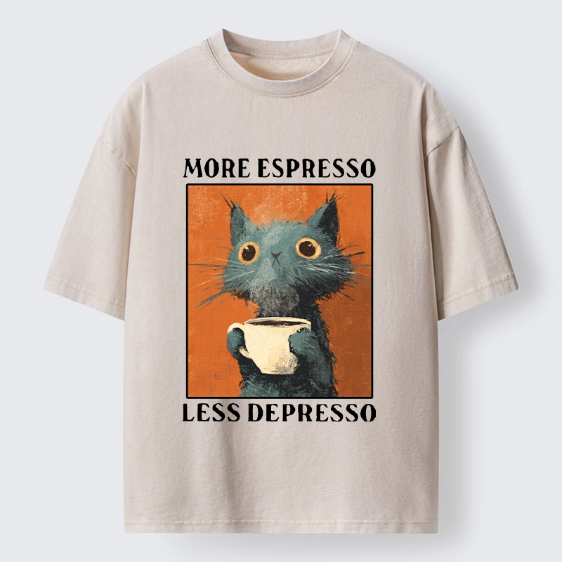 Tokyo‑Tiger Coffee Mood Cat Washed T‑Shirt