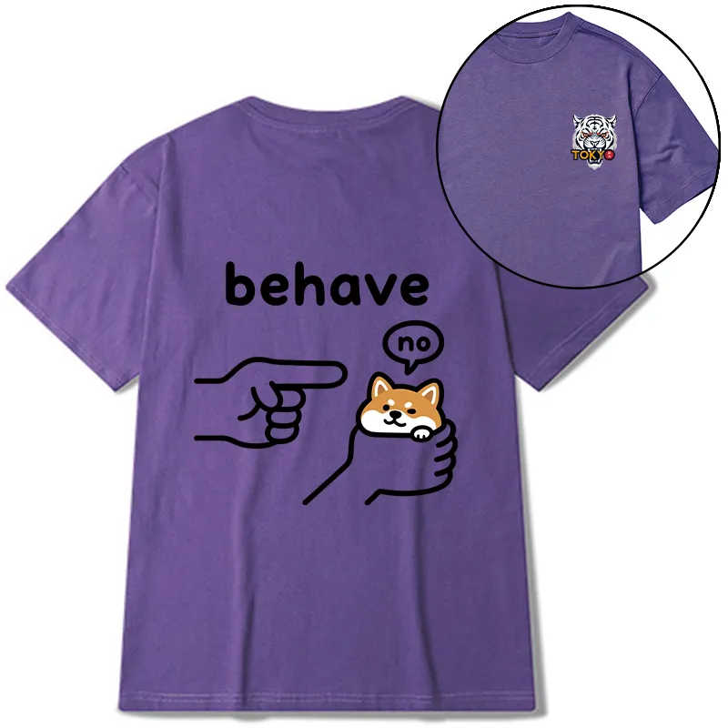 Tokyo-Tiger Funny Shiba Refusing To Behave Front Back Classic T-Shirt
