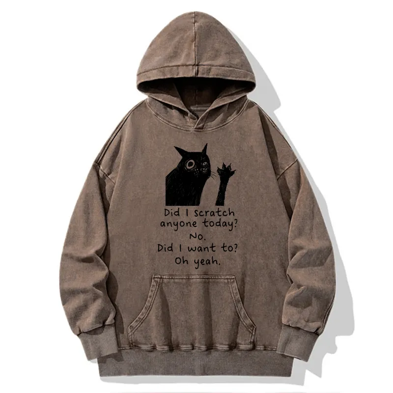 Tokyo-Tiger Black Cat Scratches People Washed Hoodie