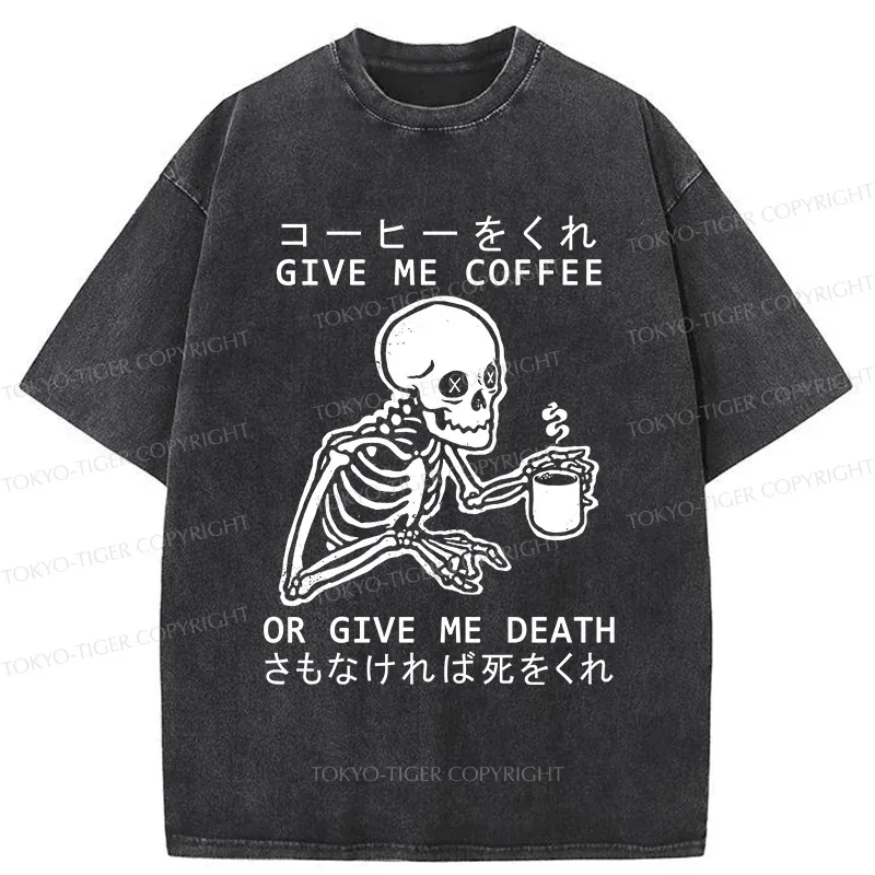Tokyo-Tiger Give Skull Coffee Washed T-Shirt