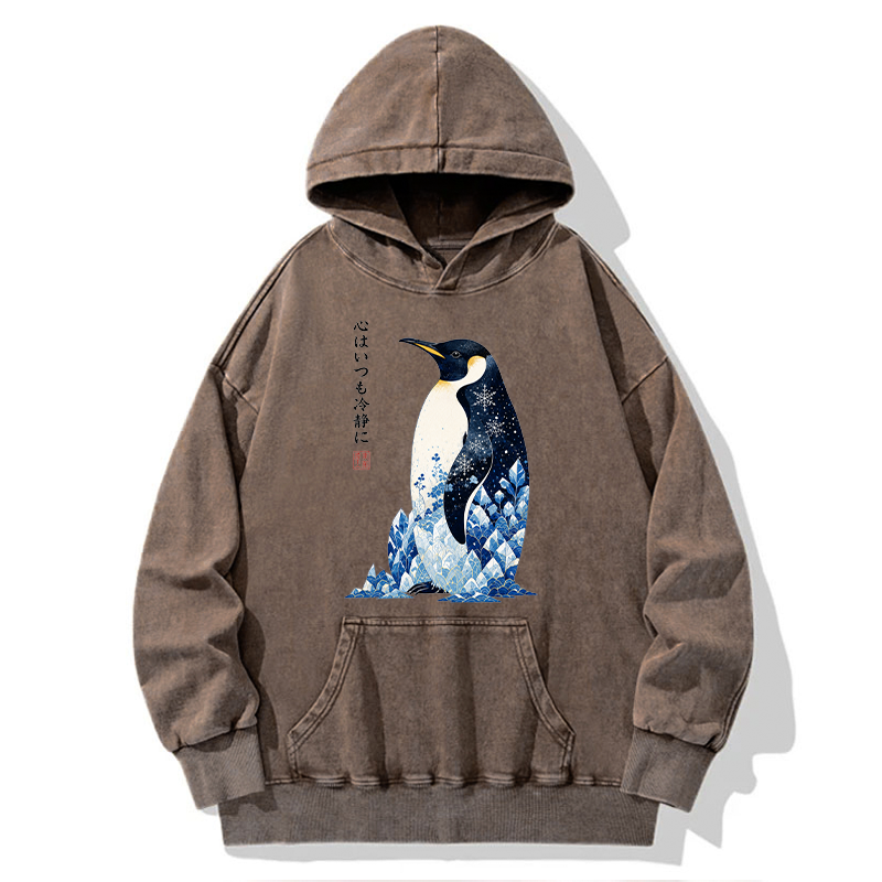 Tokyo-Tiger Keep Calm Penguin Washed Hoodie
