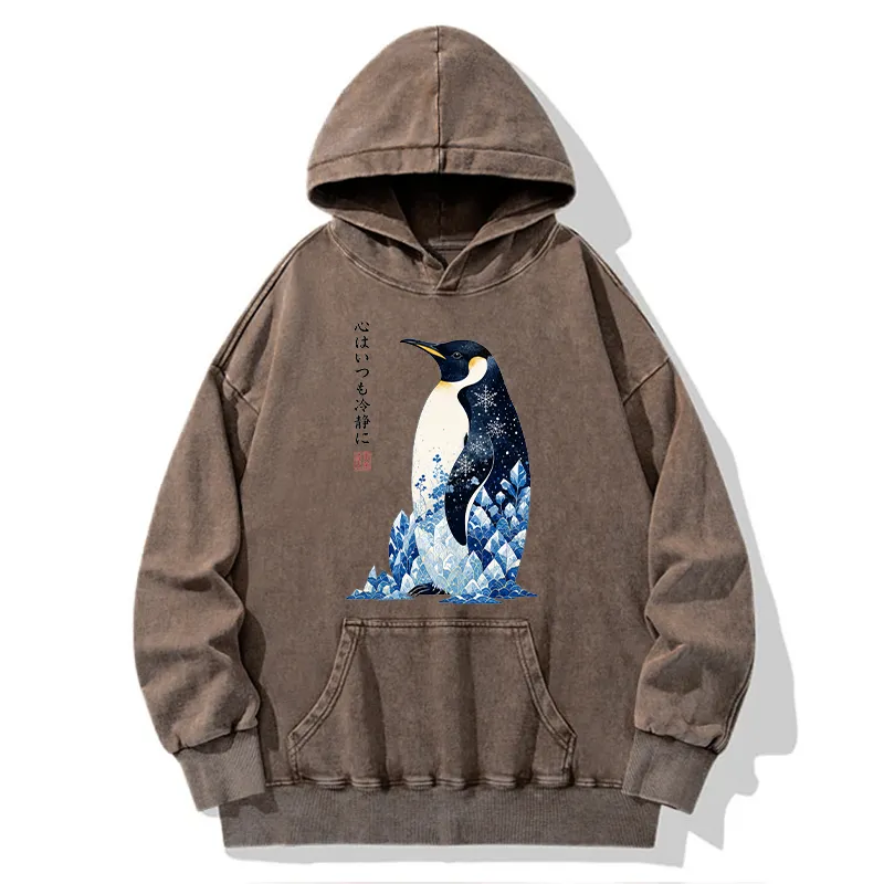 Tokyo-Tiger Keep Calm Penguin Washed Hoodie