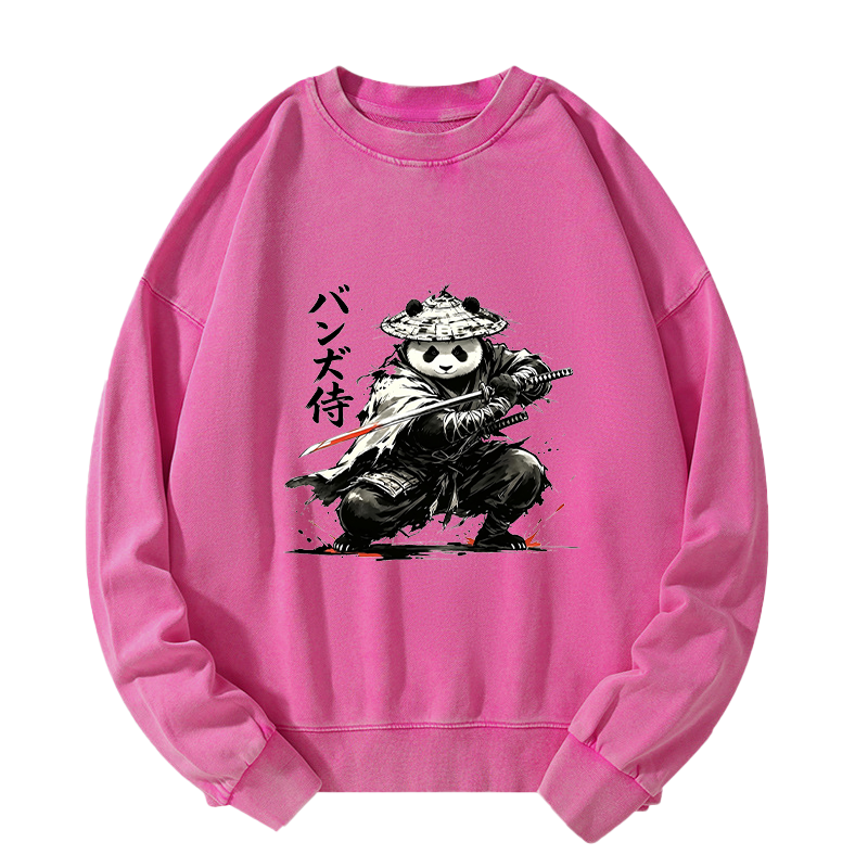 Tokyo-Tiger Panda Samurai Warrior Washed Sweatshirt