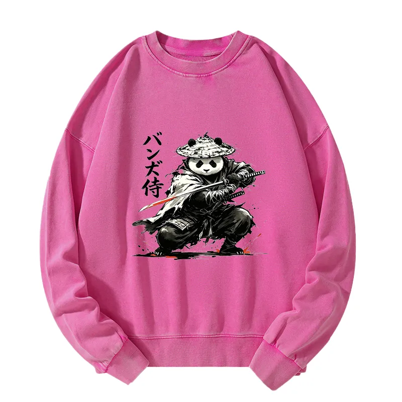 Tokyo-Tiger Panda Samurai Warrior Washed Sweatshirt