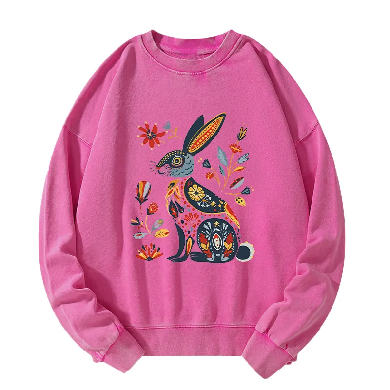 Tokyo-Tiger Folk Hare Bloom Washed Sweatshirt