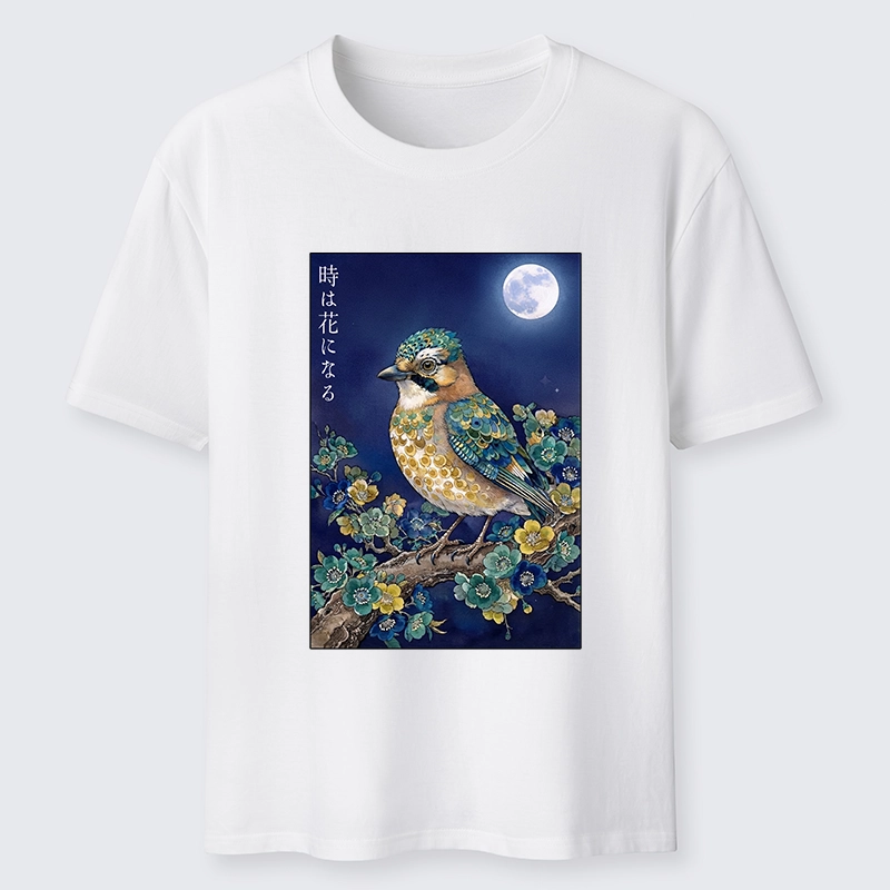 Tokyo-Tiger Moon Bird Floral Retro Art Classic T-Shirt