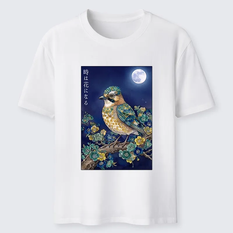 Tokyo-Tiger Moon Bird Floral Retro Art Classic T-Shirt