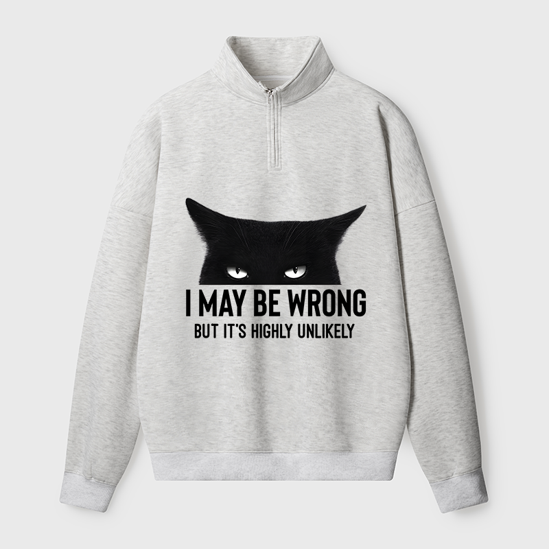 Tokyo-Tiger Cat Can Do No Wrong Half Zip Fleece Sweatshirt