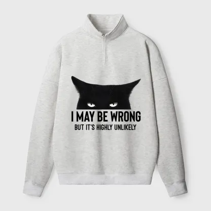 Tokyo-Tiger Cat Can Do No Wrong Half Zip Fleece Sweatshirt