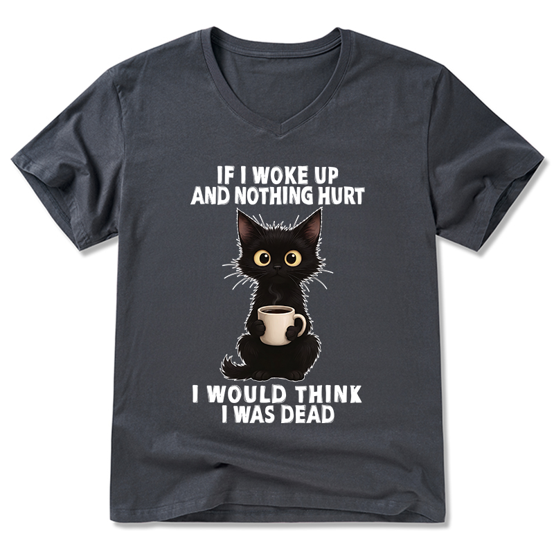 Tokyo-Tiger Funny Cute Black Cat And Coffee Meme V-Neck Classic T-Shirt