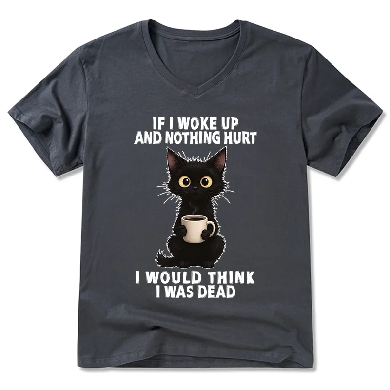 Tokyo-Tiger Funny Cute Black Cat And Coffee Meme V-Neck Classic T-Shirt Sale