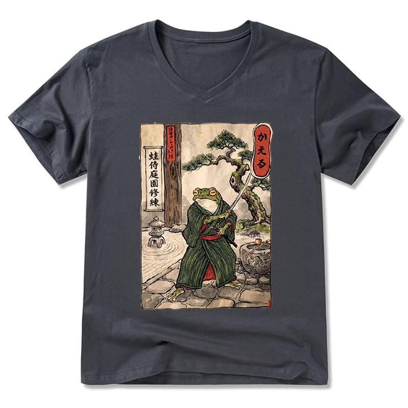 Tokyo-Tiger Samurai Frog Training V-Neck Classic T-Shirt