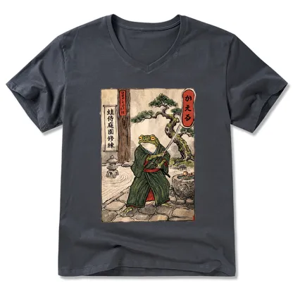 Tokyo-Tiger Samurai Frog Training V-Neck Classic T-Shirt