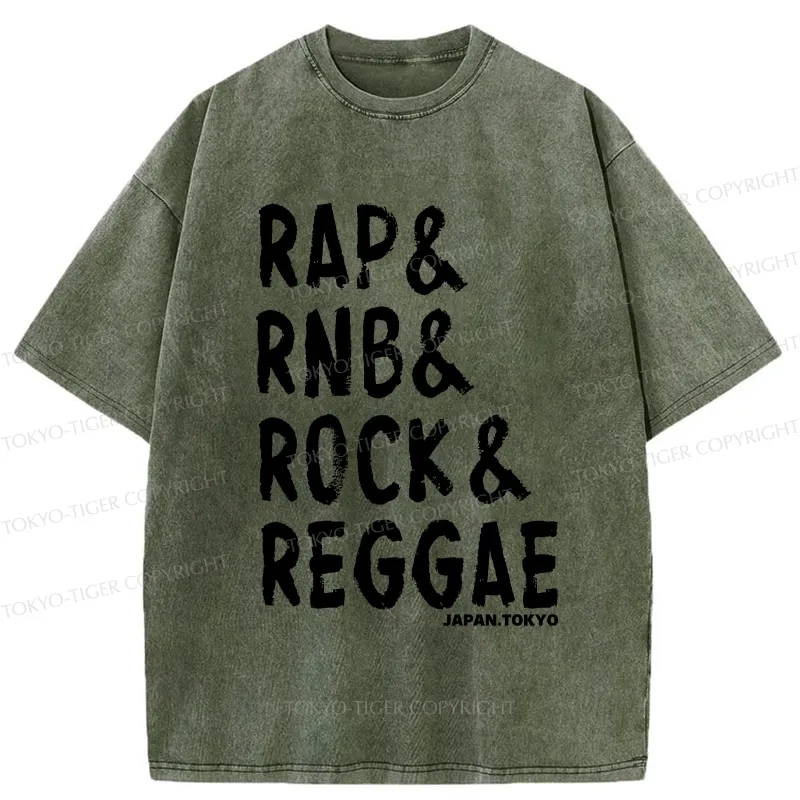 Tokyo-Tiger Music Genre Washed T-Shirt
