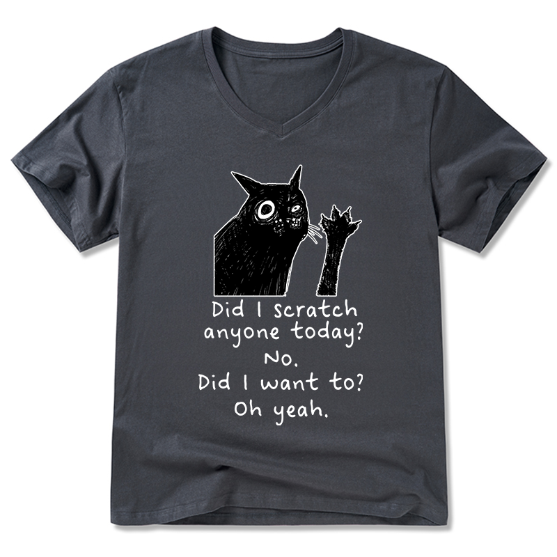 Tokyo-Tiger Black Cat Scratches People V-Neck Classic T-Shirt