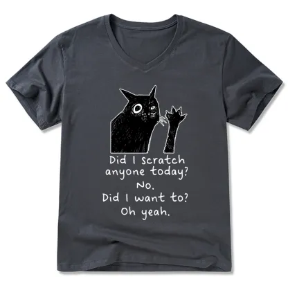 Tokyo-Tiger Black Cat Scratches People V-Neck Classic T-Shirt